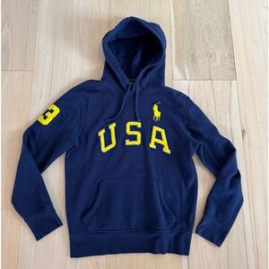 Polo by Ralph Lauren Navy Hoodie with Yellow Accents